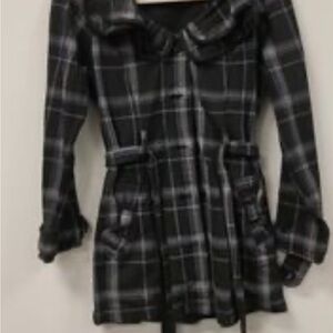 Stylish Black and Gray Plaid Women's Blazer